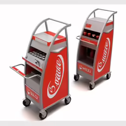 two soda machines with the coca cola logo on top