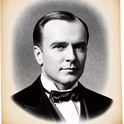 a black and white photograph of a man wearing a suit