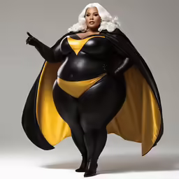 an image of a fat woman in batman costume