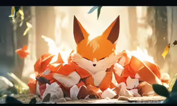 an image of a fox in the middle of a bunch of origami