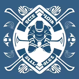 an emblem designed for ice hockey with the image of a goalie