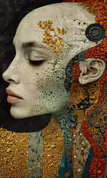 a woman has many different things in her face