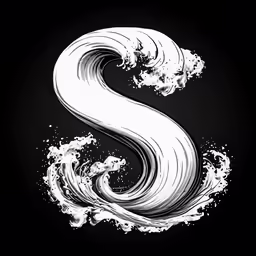 the shape of a wave in white on a black background