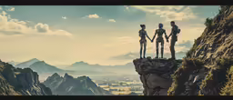two people on a mountain holding hands