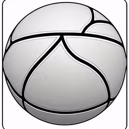 a basketball is featured in the square on the floor,a white basketball with black stripes, in the center of a square