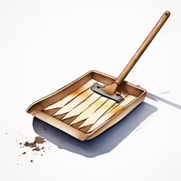 a brush and a bowl of dirt are arranged