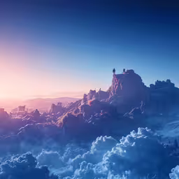 an image of man standing on top of a high mountain