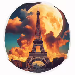 the eiffel tower on a full moon night