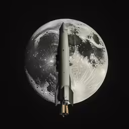 an airplane is in the sky with the moon behind it