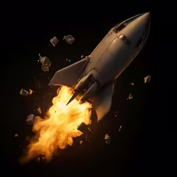 a rocket with fire coming out of it