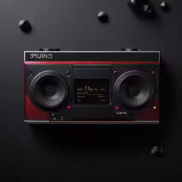 a radio sits on the ground with black dots