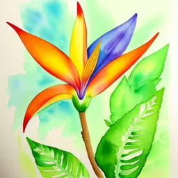 a colorful flower is sitting on top of some green leaves,a colorful flower is sitting on a green plant