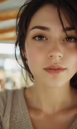 a woman is holding her hair back to the camera