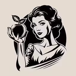 a woman holding an apple in one hand