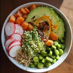 a bowl of different vegetables on top of each other