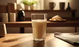 the liquid is sitting on the table near the plate