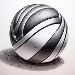 an abstractly designed black and white ball