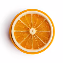 an orange sliced in half in a bowl