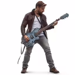 man with his guitar looking at the ground