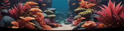 an aquarium with colorful corals and plants on it