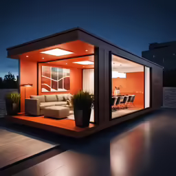 a house built into the ground with a couch inside of it