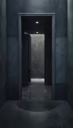the open door is in the building with a spotlight on it