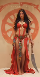 a 3d rendering of a sexy woman with a knife