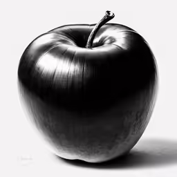 an apple is sitting on a white surface