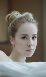 a close up of a person with a dress on