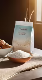 some sugars on a table with a brown bowl