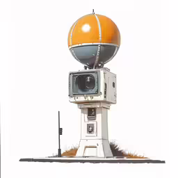 an orange and white object with a light behind it