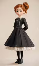 a little girl is dressed in black