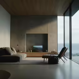 a room has some furniture and a view