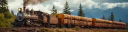 an old steam engine train with stacks of hay