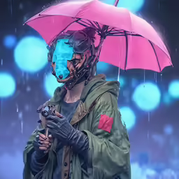 the man is holding an umbrella in the rain