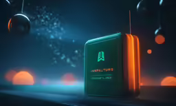 a piece of green luggage sitting in a room