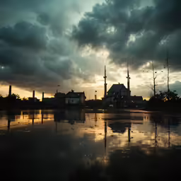 a large puddle that is sitting in the water