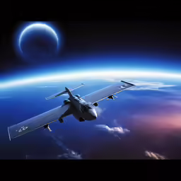 a military plane is flying low above earth