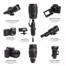 some cameras and their equipment on display