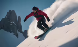 a man riding skis down the side of a snow covered slope