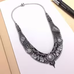 a drawing of a necklace with eyes, lips and nose shapes on white paper,a white paper with a drawing on it