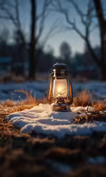 a light up lantern sitting on the ground