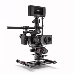 a large black camera mounted on top of a tripod