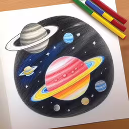 the picture has been colored in with colored pencils
