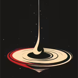 a black background with a white circle and red lines around the edge