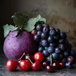 a variety of fruit sit on a table
