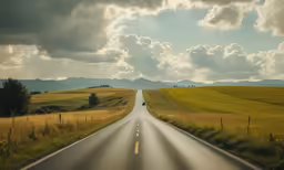 an empty street is stretching towards the sky in the country