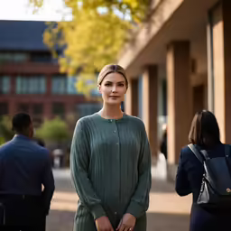 an image of a woman outside on the sidewalk