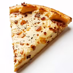 a large slice of cheese pizza sitting on top of a white table