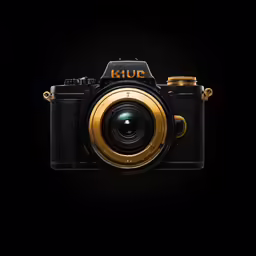 the camera that is lit up by the dark background